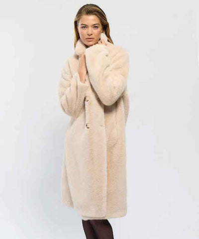 Beige fuskpäls kappa