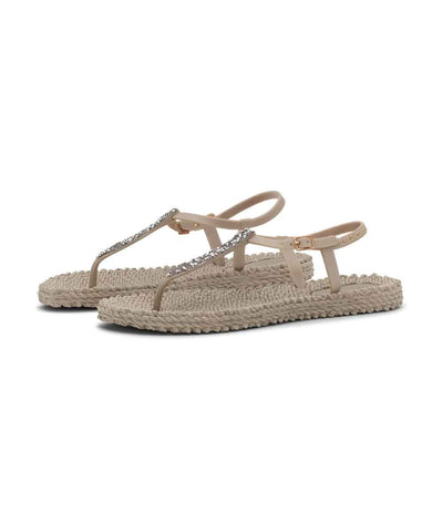 beige flipflop med giltterremmar