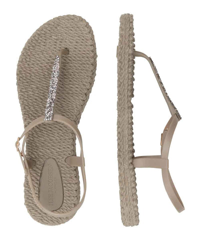 Beige flip flop med remmar