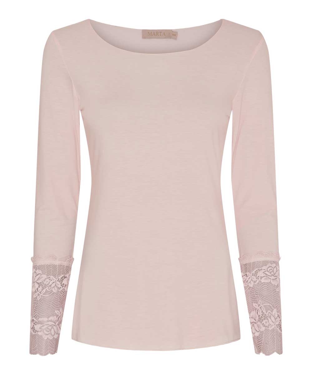 Rosa t-shirt med spets