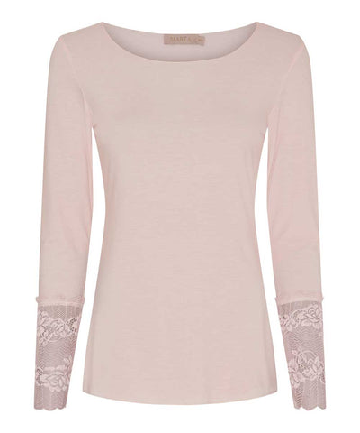 Rosa t-shirt med spets