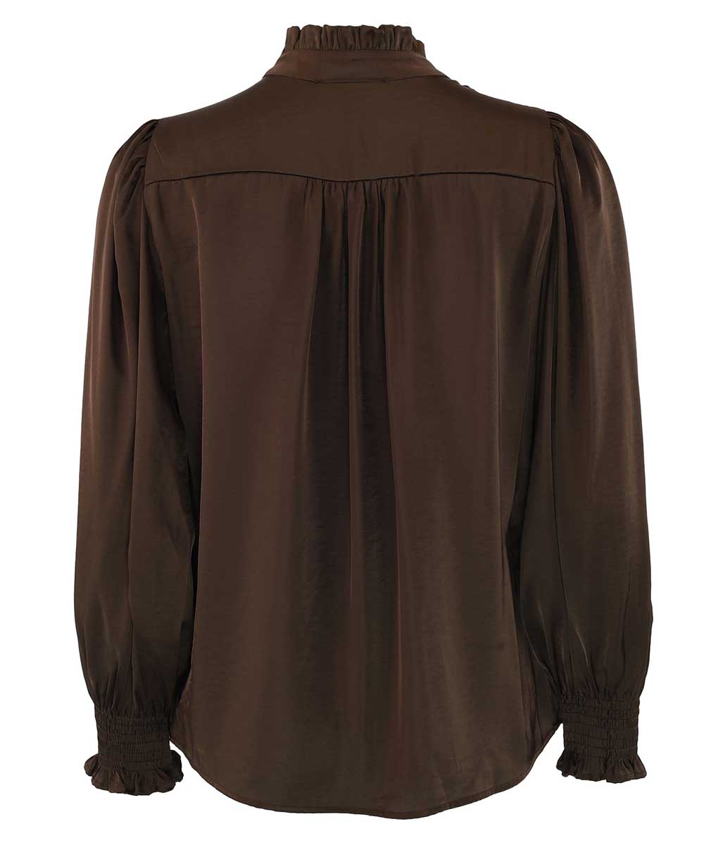 MOE Satin l/s Blus - Brun