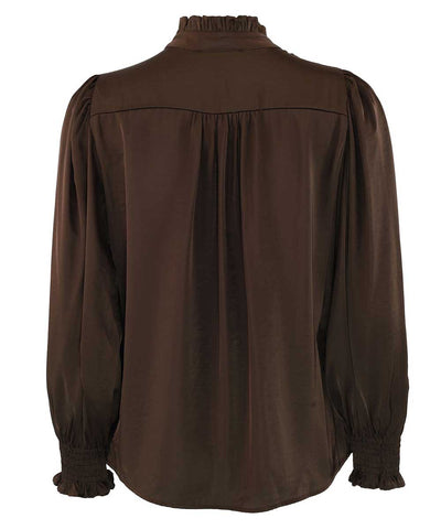 MOE Satin l/s Blus - Brun