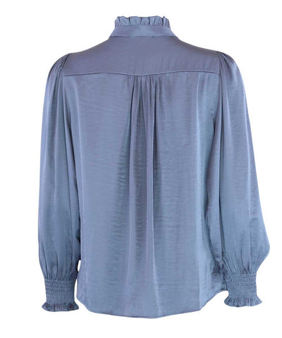 MOE Satin l/s Blus - Blå