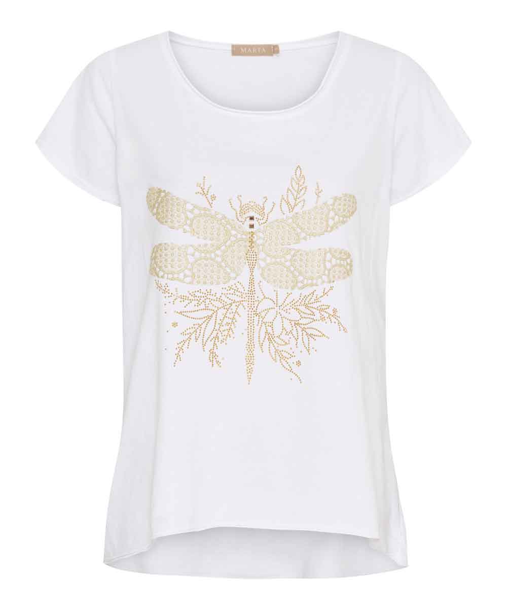 T-shirt med trollslända i guld