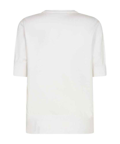 kortärmad vit stickad tröja baksida