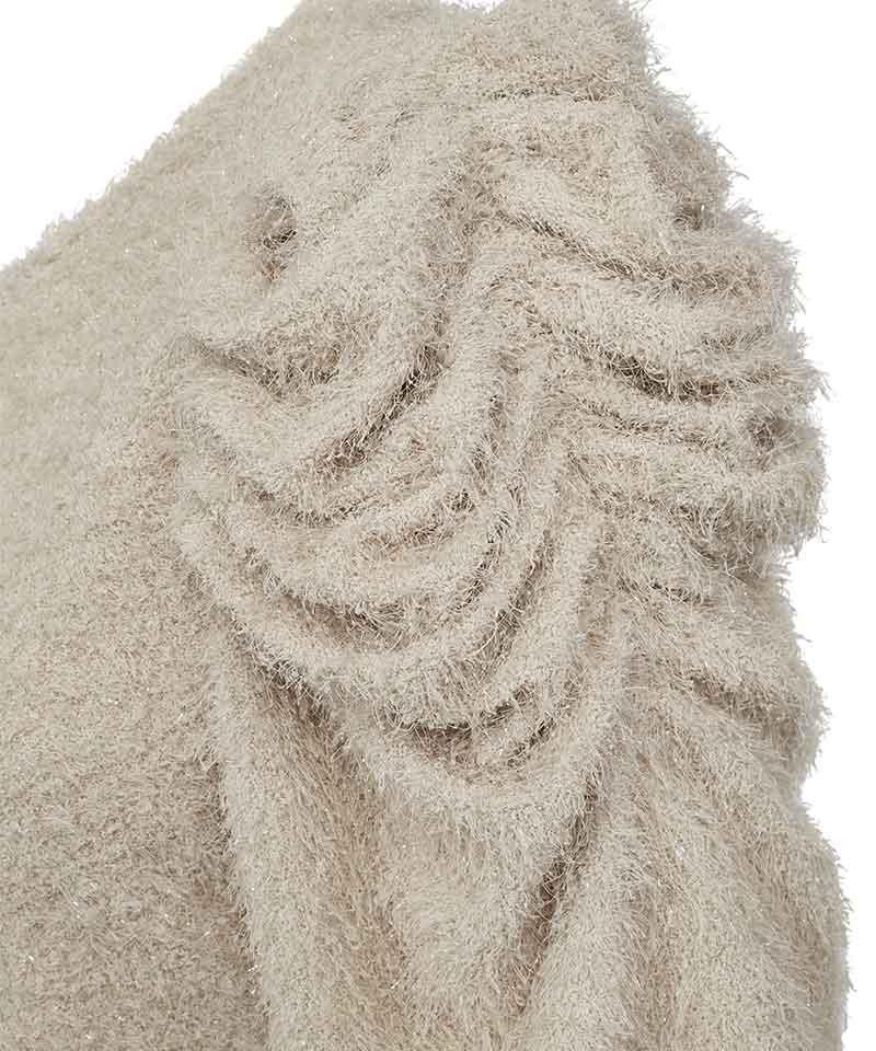 beige fluffig blus med rynkade ärmar