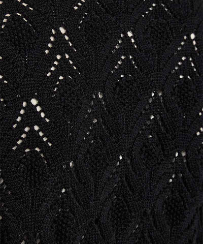 detaljbild mönsterstickad svart tröja