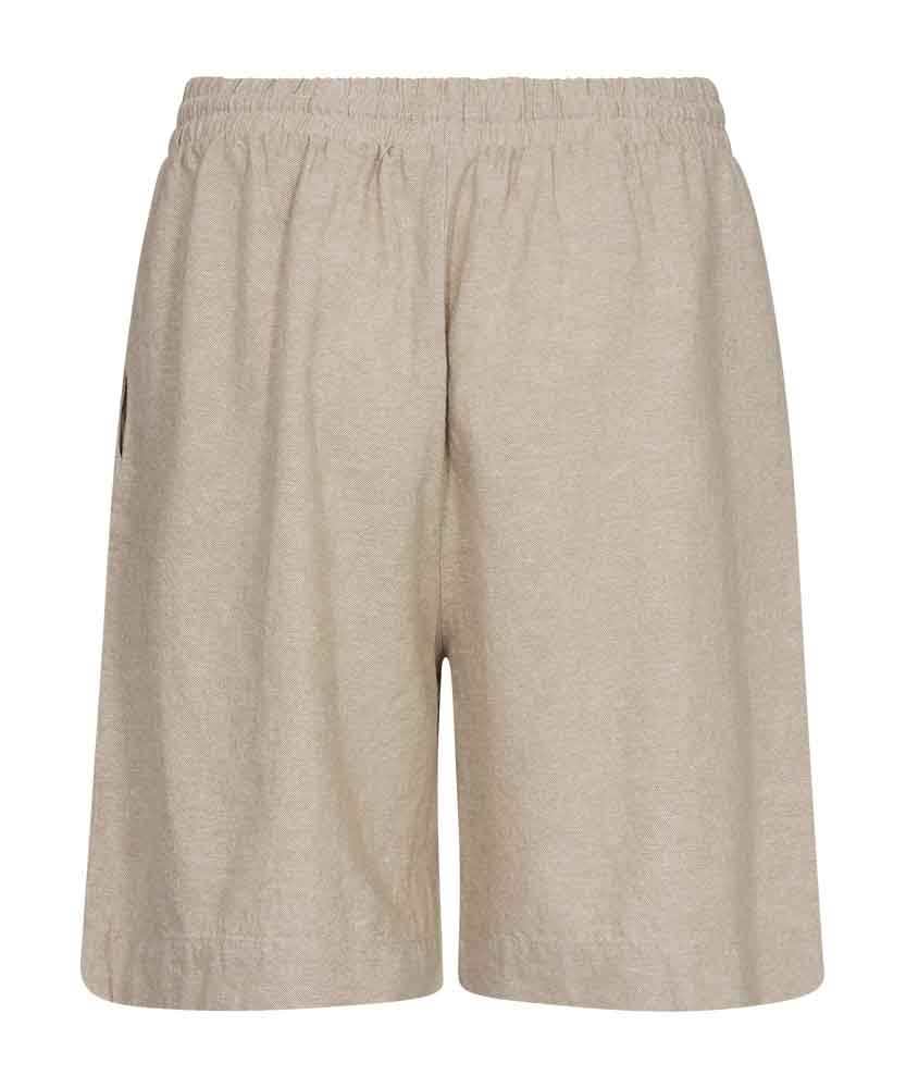 beige linneshorts bak