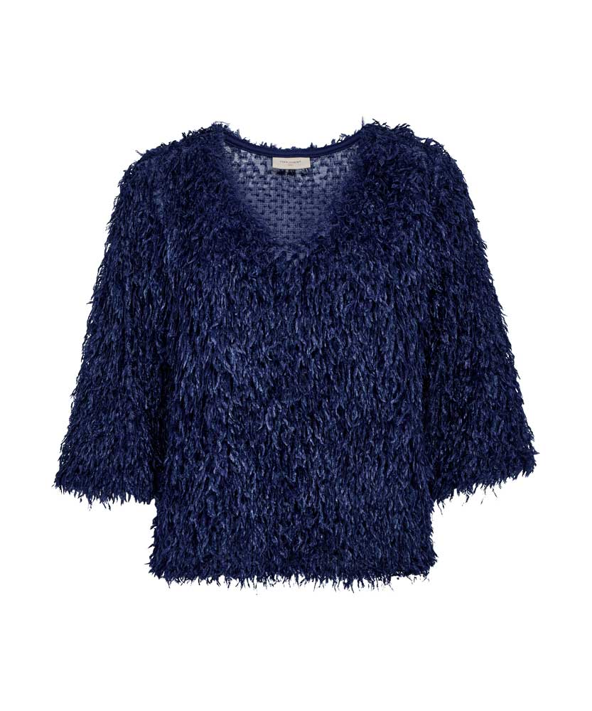 Blå fluffig tröja
