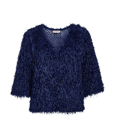 Blå fluffig tröja