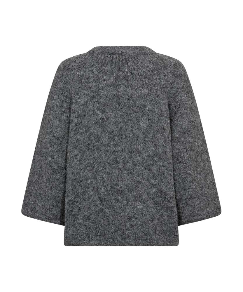grå stickad baksida
