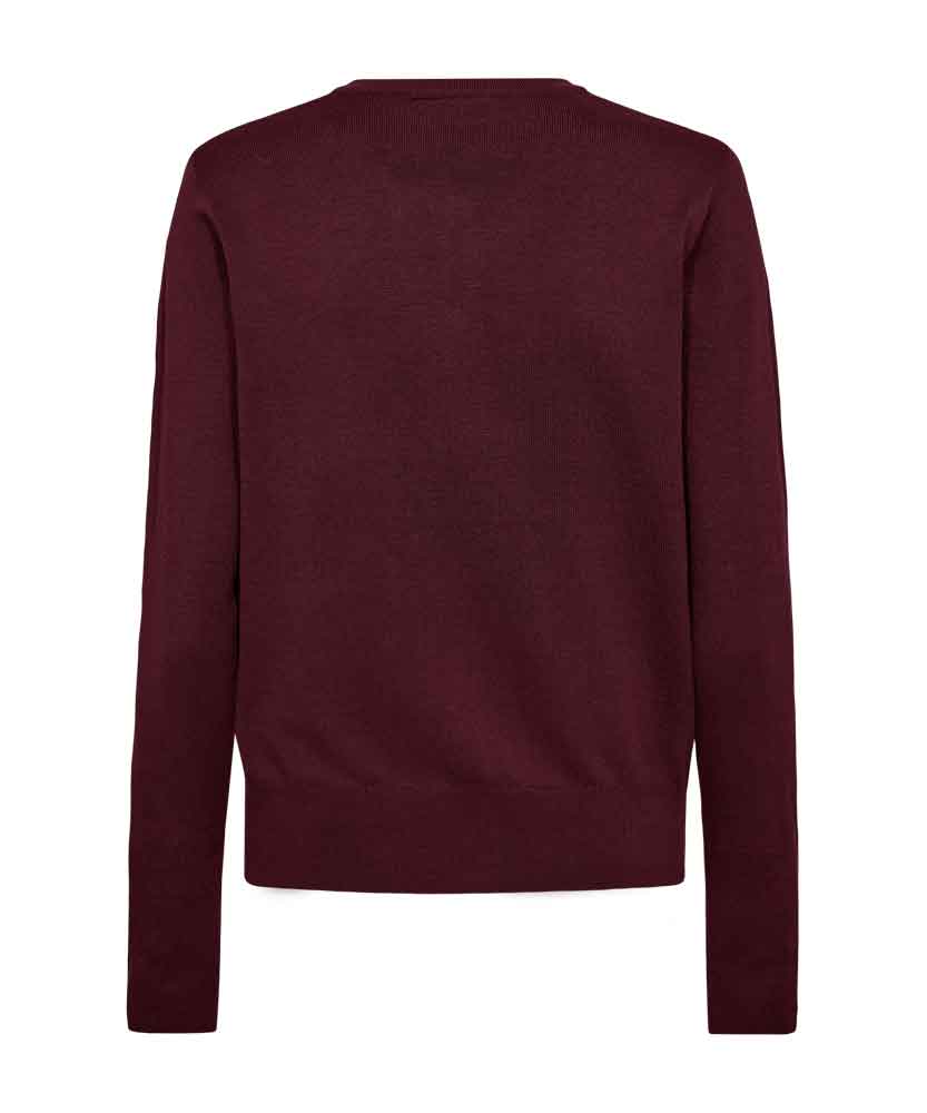 vinröd cardigan baksida