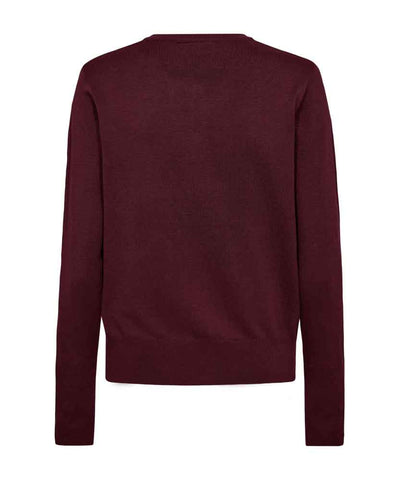vinröd cardigan baksida
