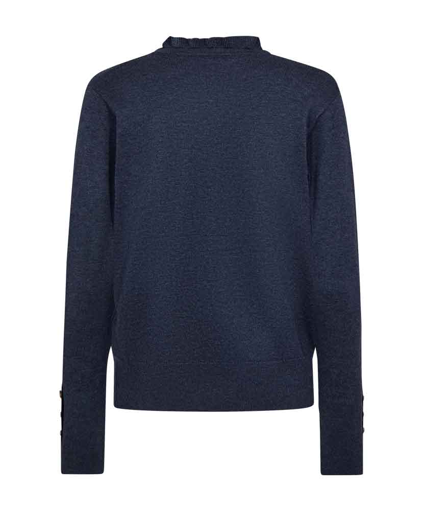 Blå stickad tröja baksida