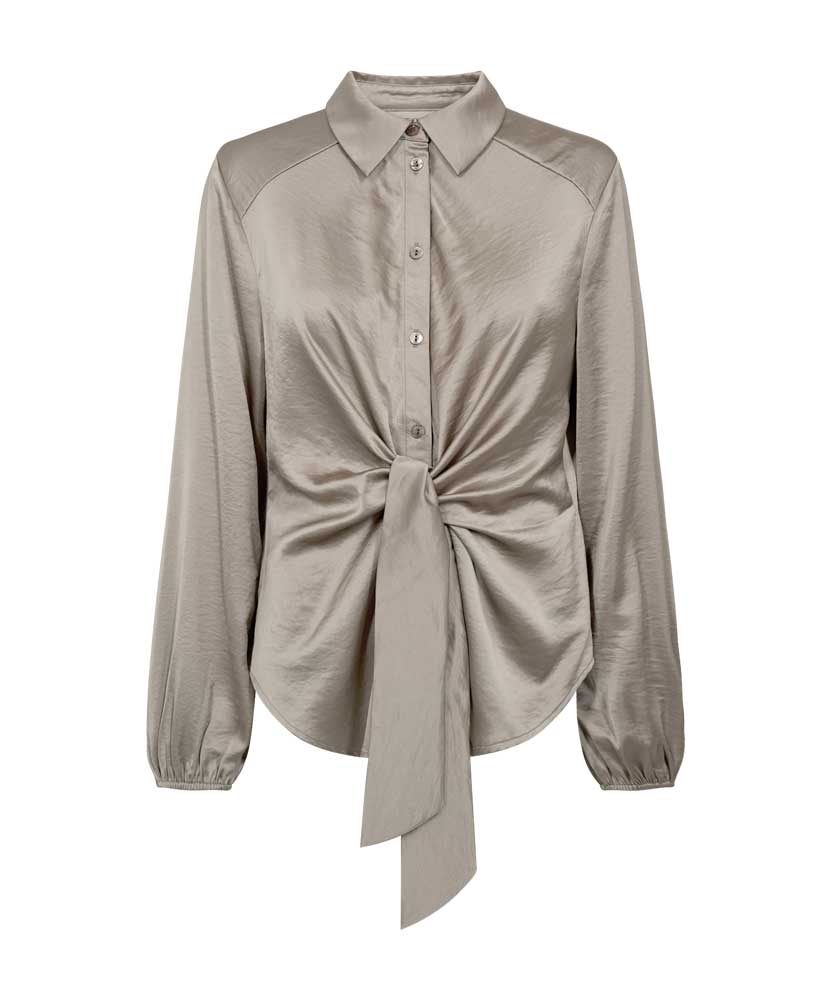 Brun blus med knytband