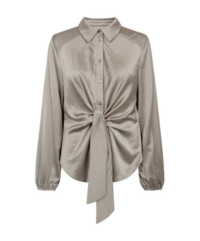 Brun blus med knytband