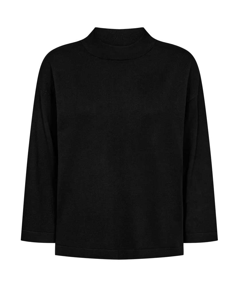 Svart stickad tröja med polo