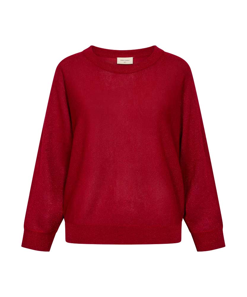 glittrig röd finstickad tröja