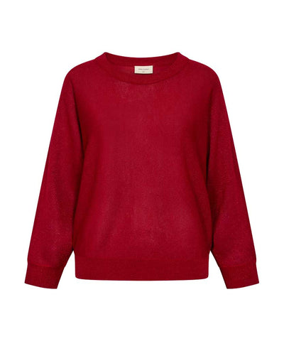 glittrig röd finstickad tröja