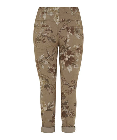 brun byxa med blommönster baksida