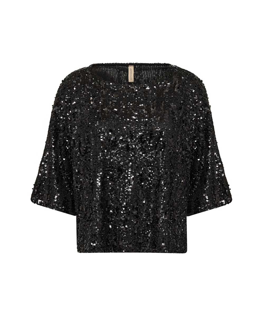 Blus med svarta paljetter