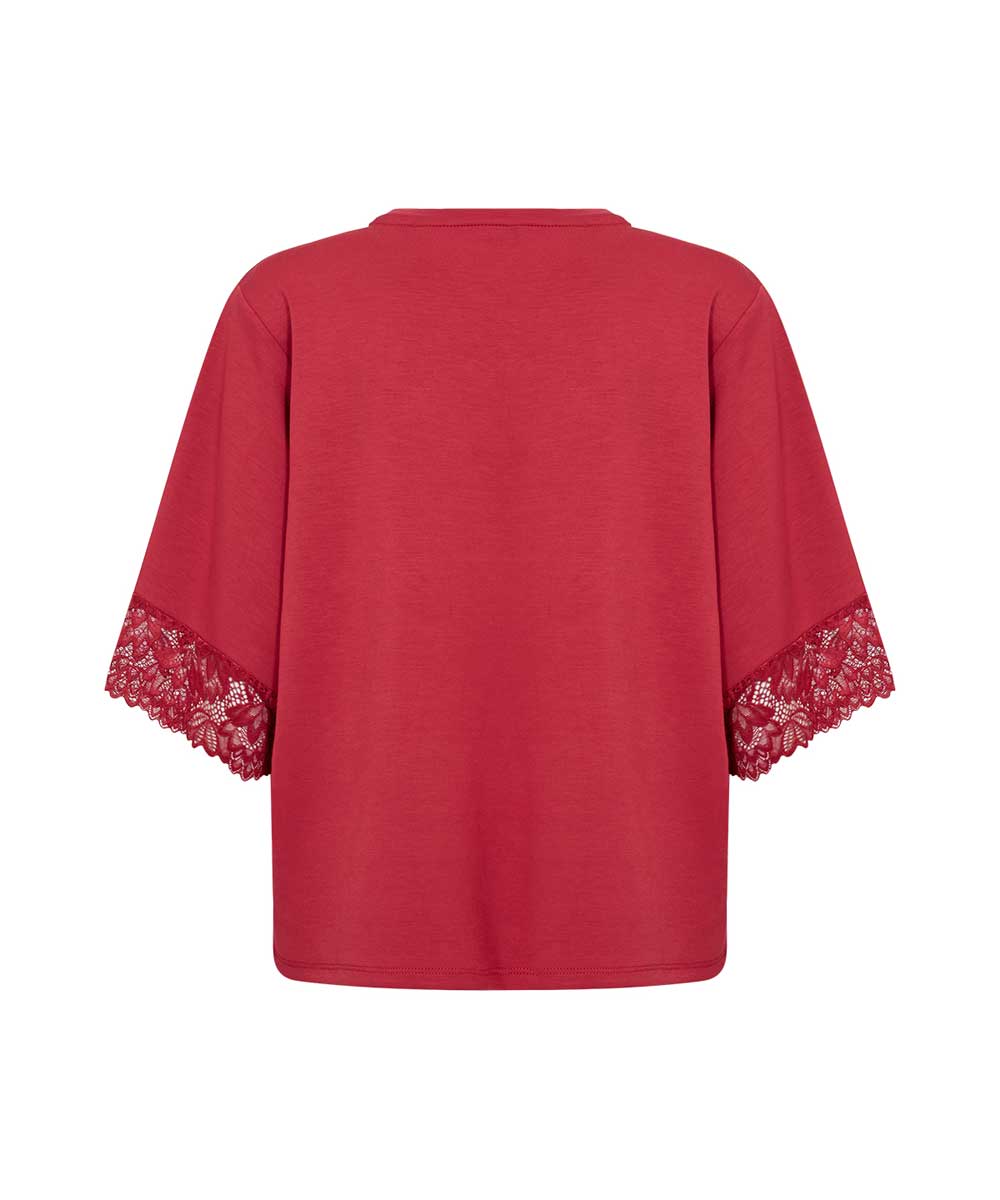 röd t-shirt spets baksida