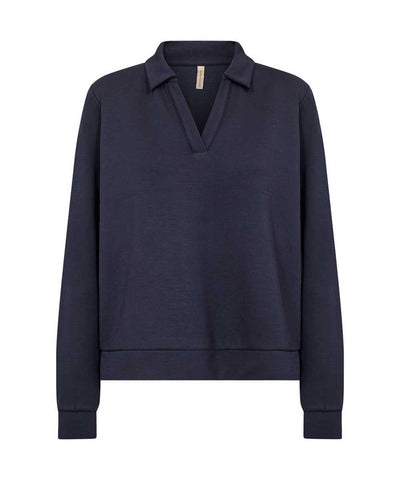 Blå sweatshirt med krage