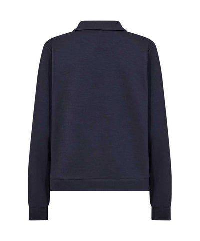 Blå sweatshirt med krage baksida