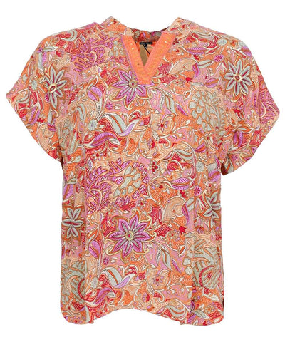 Orangemönstrad blus