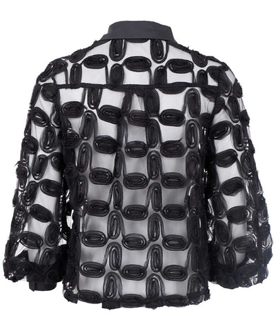 Svart transparent blus baksida