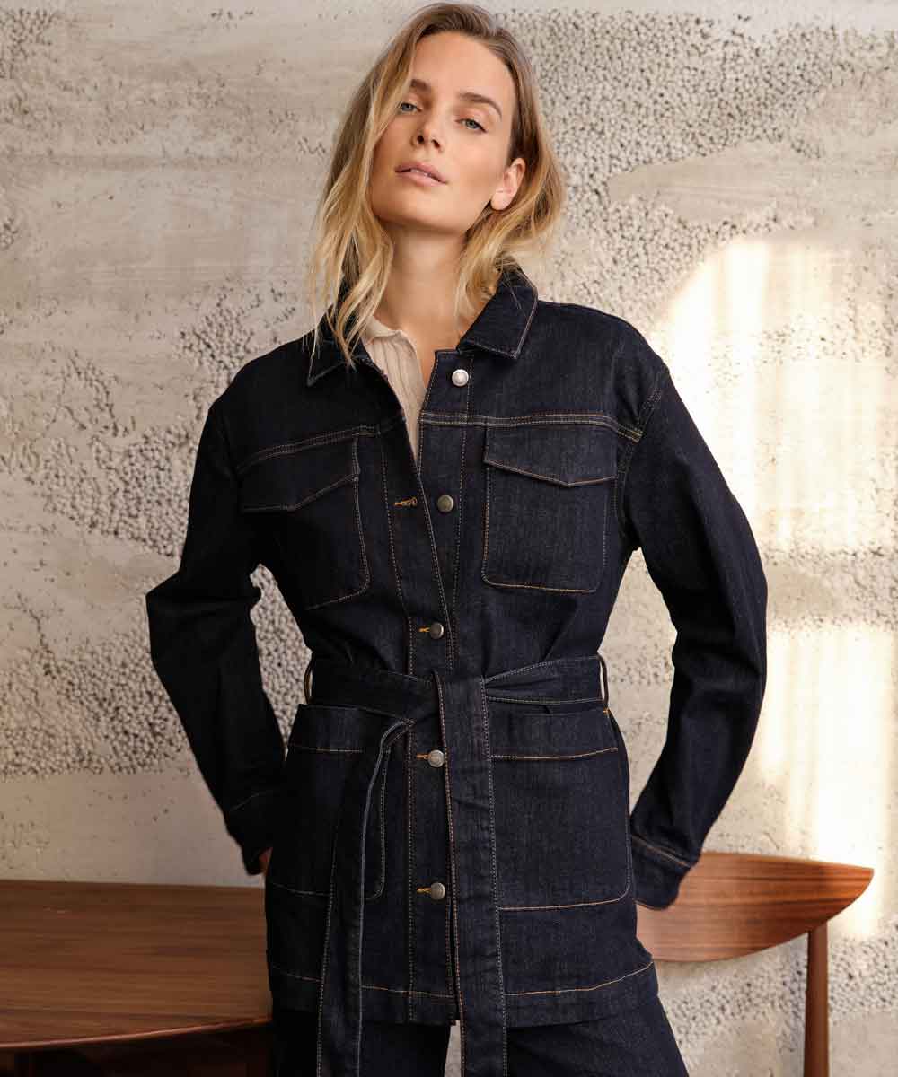 Jeansjacka med skärp