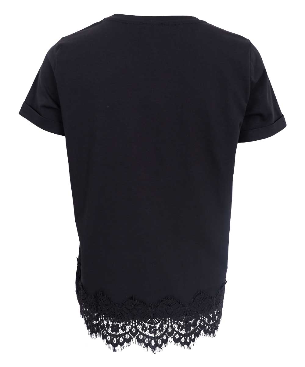 Svart t-shirt med spets baksida
