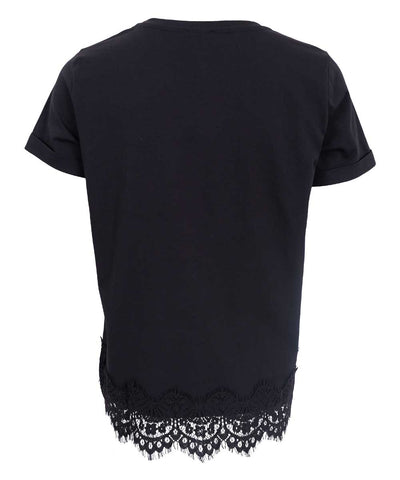Svart t-shirt med spets baksida