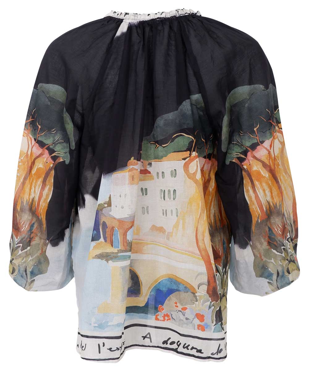 Svart blus med mönster