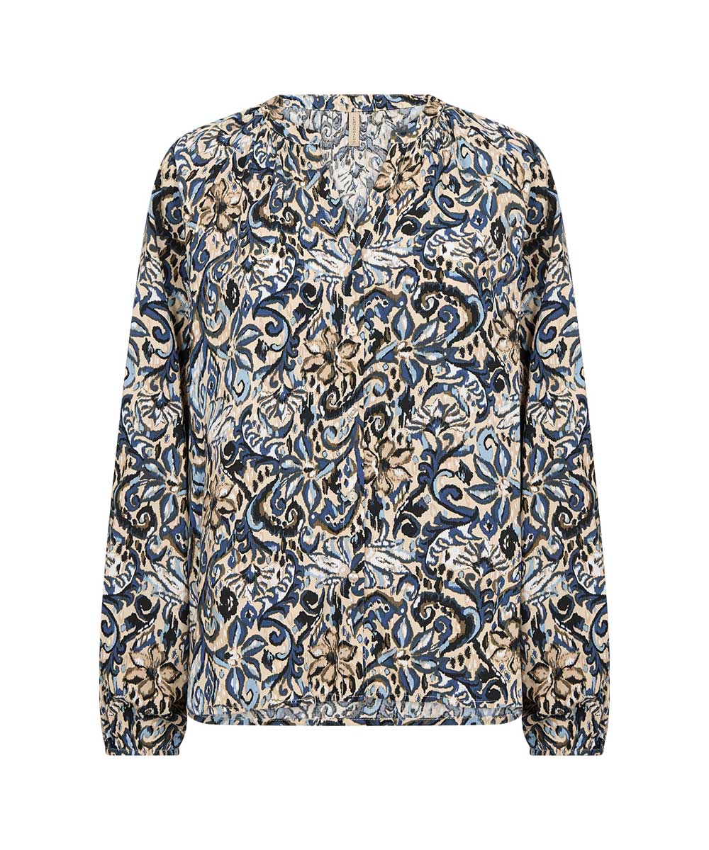 Blus med blått mönster baksida