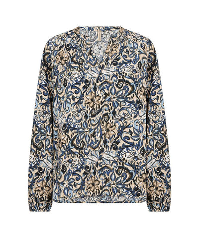 Blus med blått mönster baksida