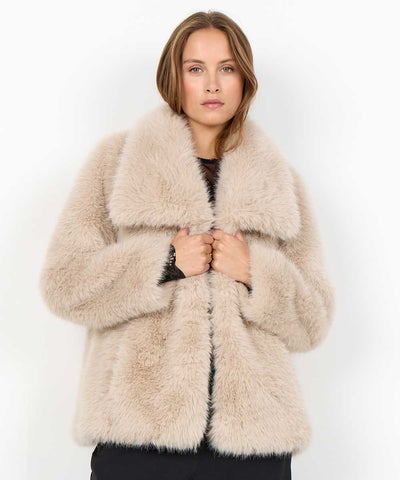 fuskpäls i beige
