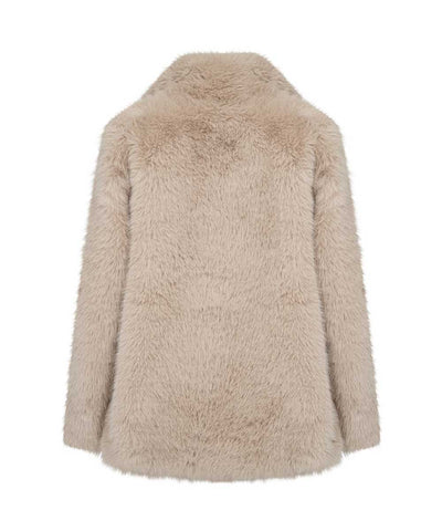 fuskpäls i beige baksida