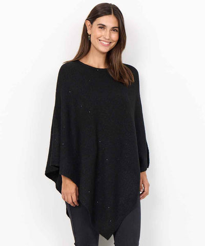 Svart poncho med metallic detaljer