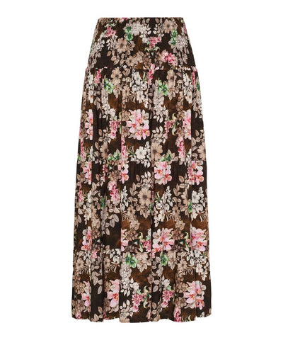 brun blommig kjol baksida