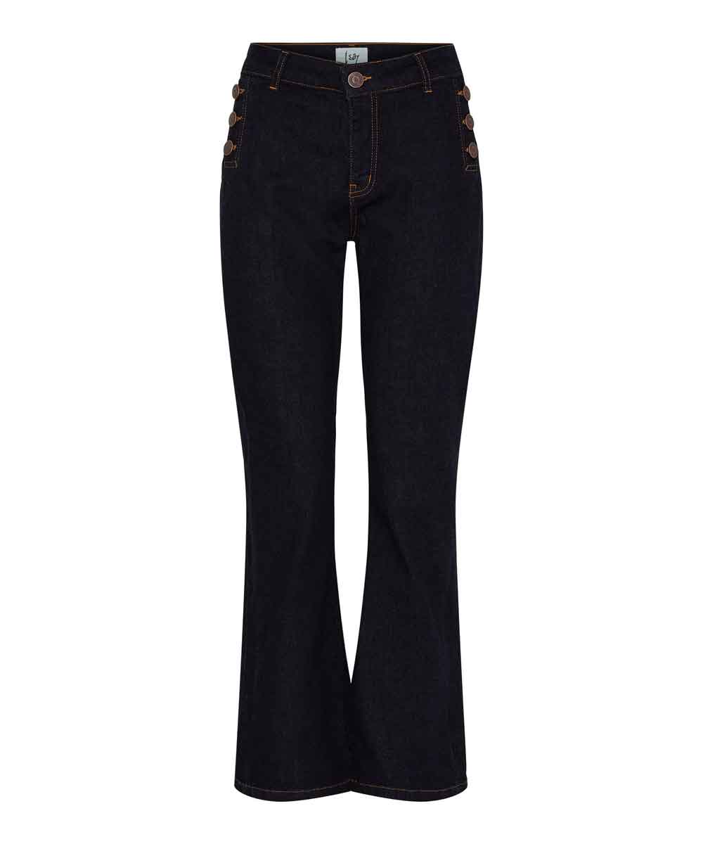 Mörkblå jeans med knappar