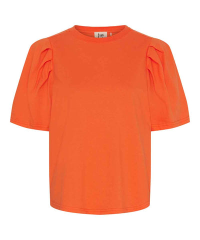 korallfärgad t-shirt med puff