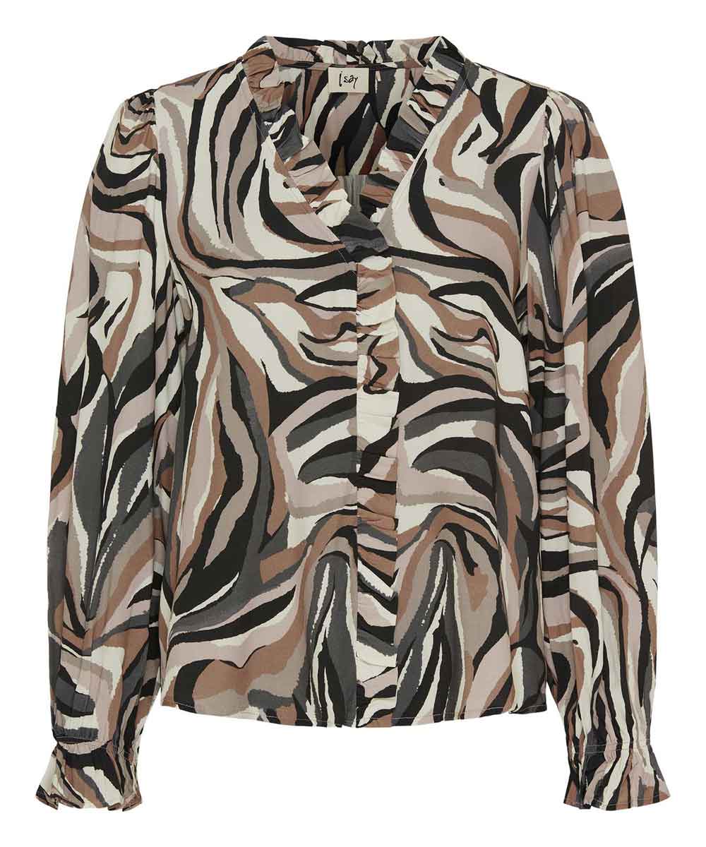 ANNICA Flounce Blouse - Brun