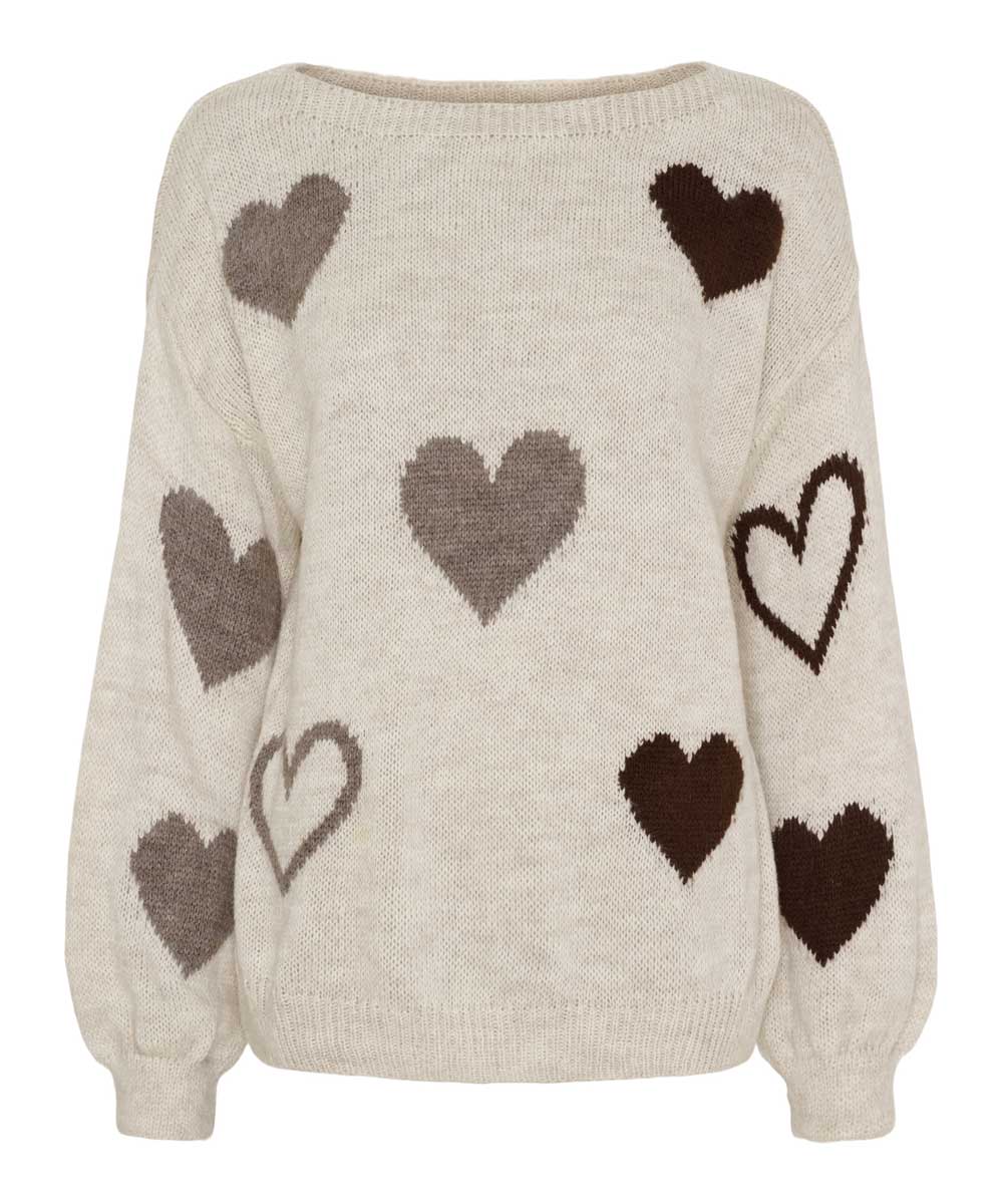 Beige tröja med hjärtan