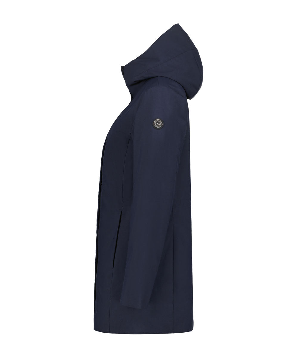 blå parkas från sidan