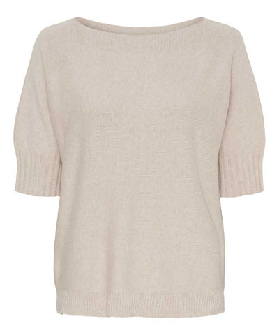 Stickad tröja i beige