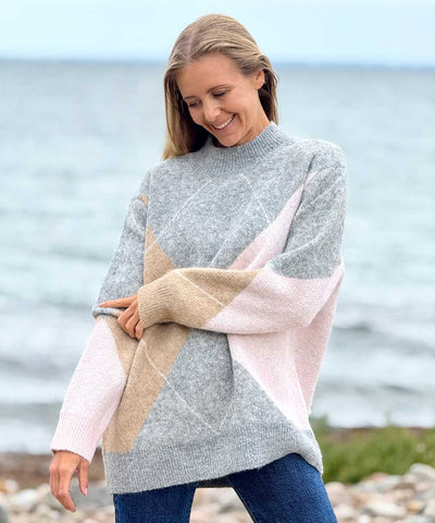 ARGYLE Stickad Tröja - Grå