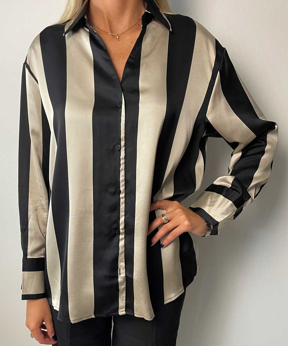 STRIPE Blus - Svart