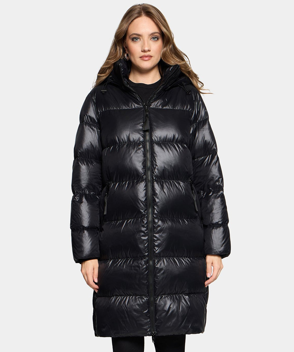 svart glansig dunkappa